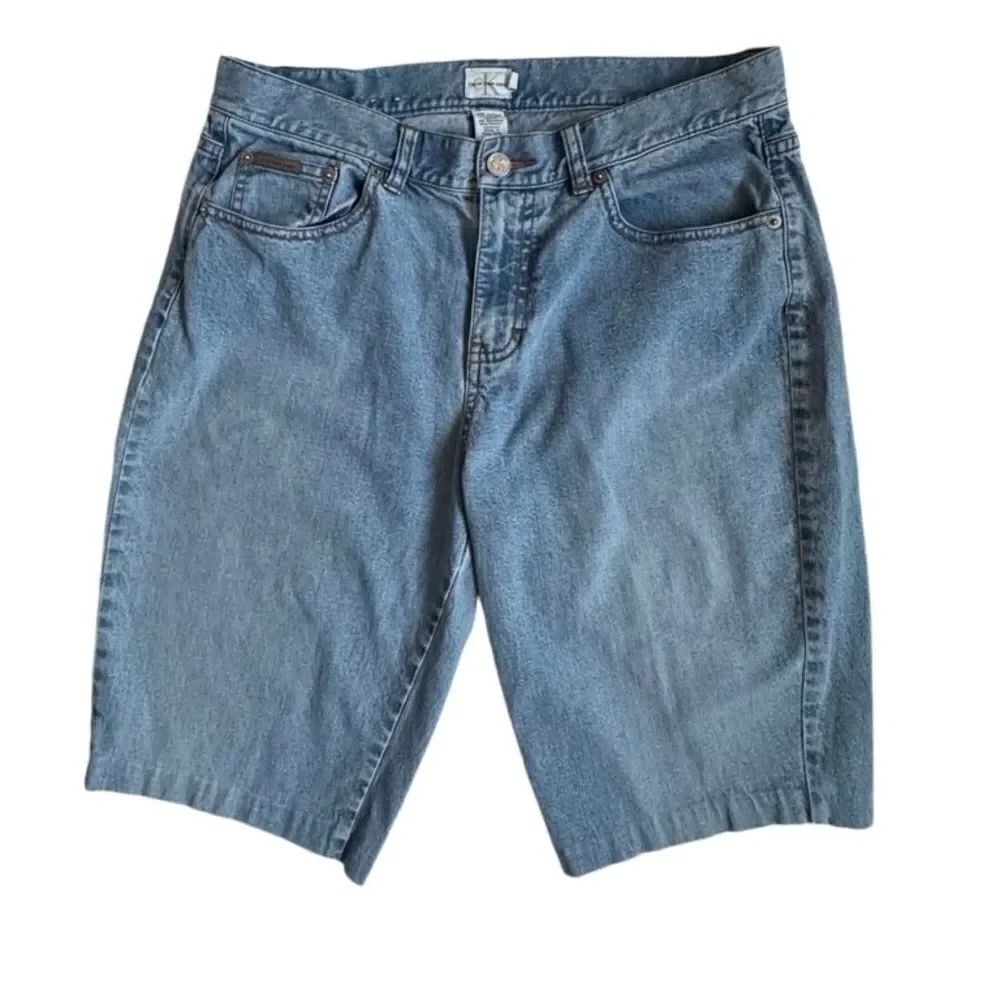 Calvin Klein Y2K Denim Shorts Blue High Waist Jorts SZ 10